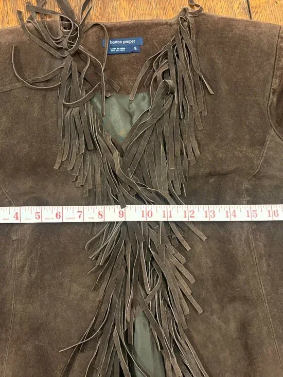Boston Proper Fringed Suede Jacket - Picture 3 of 4